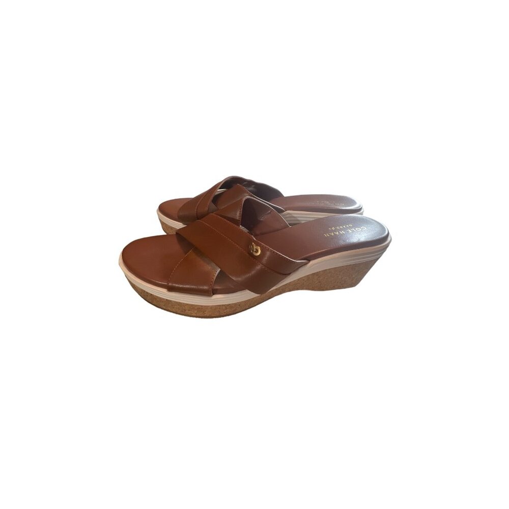 Cole Haan‎ Briella Grand OS Brown Sandal Wedge Slide sz 7.5